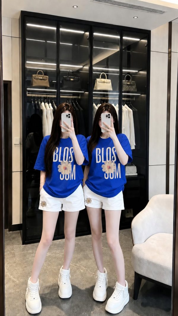 Bộ AG Hoa đào Navy 01 | Premium