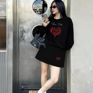 Bộ Nỉ Áo+Chân Váy | Trái Tim 01