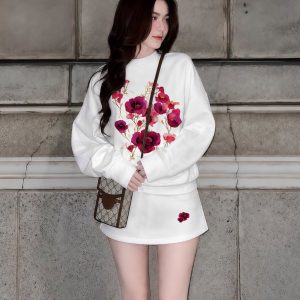 Bộ Nỉ Áo+Chân Váy| Hoa Hồng 01