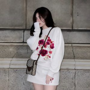 Bộ Nỉ Áo+Chân Váy| Hoa Hồng 01